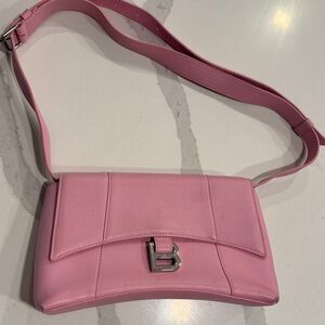 Pink Balenciaga Downtown Leather Shoulder Bag